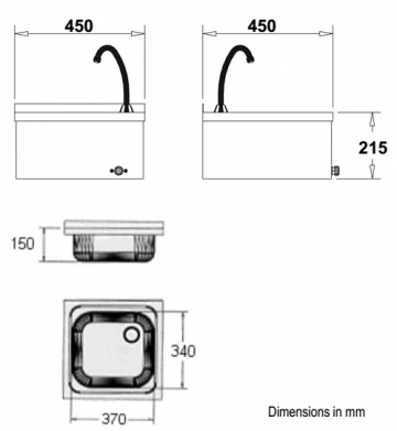 Настенная квадратная раковина с автоматическим сенсором Nofer 13046.BAT