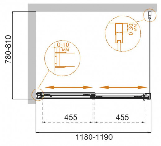 Душевой уголок CEZARES TANDEM-SOFT-AH-2-120/80-P-Cr-R
