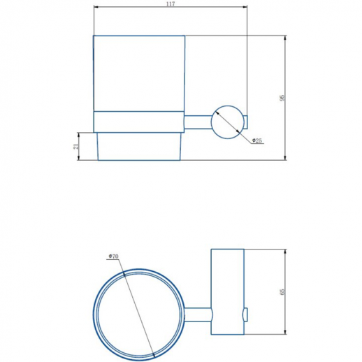 Стакан для зубных щеток Haiba HB8406 (нерж сталь стекло) хром