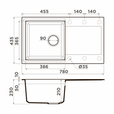 Мойка OMOIKIRI SAKAIME 78-WH Tetogranit белый прямоугольная 780x435 (4993127)