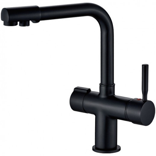 Смеситель для кухни Haiba HB70088-7 с подключением к фильтру поворотным изливом и аэратором (латунь) черный