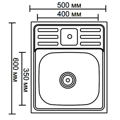 Одинарная мойка из нержавеющей стали накладная 60x50 см Ledeme L95060-6