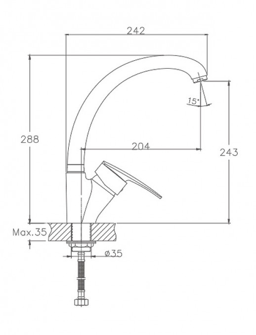 Смеситель для кухни Haiba HB4106-2 (латунь) хром