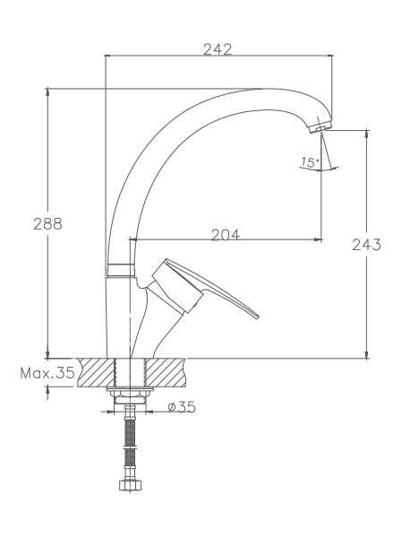 Смеситель для кухни Haiba HB4106-2 (латунь) хром
