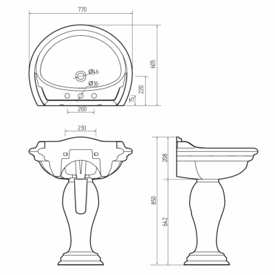 Migliore Milady BI 20843 раковина 77 см х 60 см, белая, без пьедестала