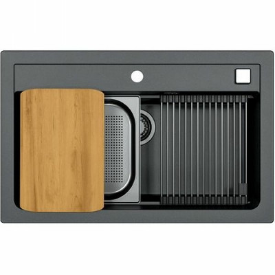 Мойка для кухни Alveus Granital Atrox 40 Carbon G91 790x500 1140447 угольная прямоугольная искусственный гранит