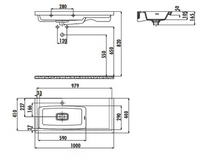 Раковина Creavit Memory 100 L MY100-00CB00E-0000 белая прямоугольная