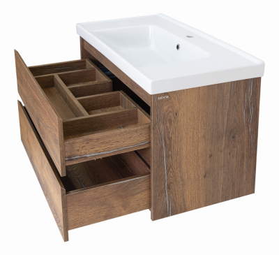 Тумба для раковины Brevita Dallas - 90 с 2 ящ. подвесная (Дуб Галифакс) DAL-01090-074П