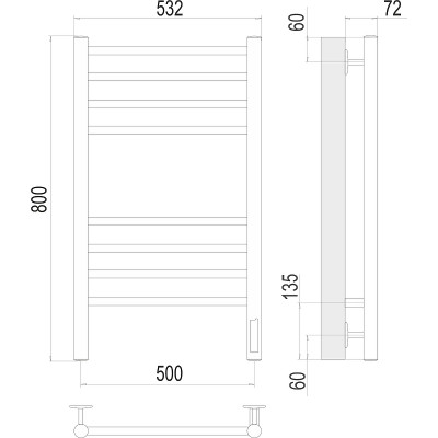 Полотенцесушитель электрический Terminus Аврора П8 500х800 4670078527486 белый лесенка