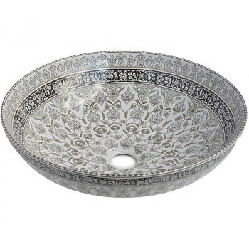 Раковина-чаша Bronze de Luxe Марракеш 40 1008G белый глянец с декором круглая