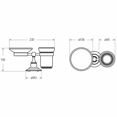 Стакан с мыльницей Cezares Aphrodite APHRODITE-STTP-03/24 золото 24 карат латунь / керамика