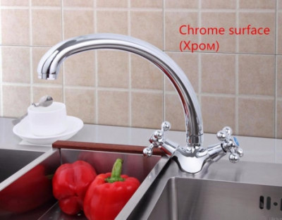 Смеситель Frap для кухни двухвентильный поворотный хром (F4219)