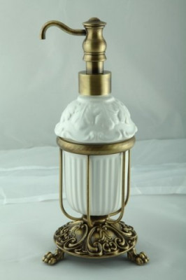 MIGLIORE Elisabetta 16995 дозатор для жидкого мыла настольный с держателем, бронза/белый