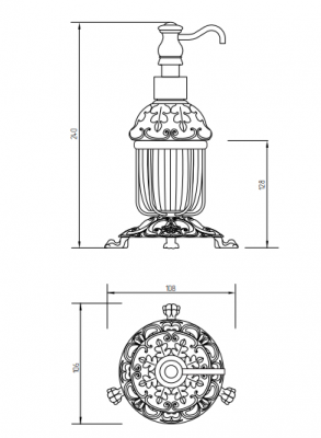 MIGLIORE Elisabetta 16995 дозатор для жидкого мыла настольный с держателем, бронза/белый