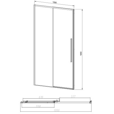 Душевая дверь Vincea Slim-N 120 VDS-4SN120CGB пр-ль черный стекло тонированное