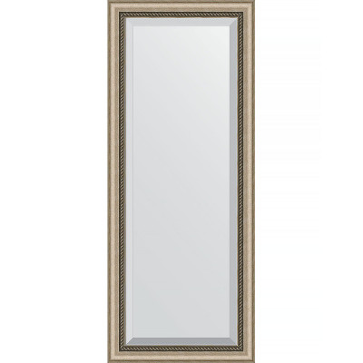 Зеркало настенное Evoform Exclusive 143х58 BY 1162 с фацетом в багетной раме Состаренное серебро с плетением 70 мм