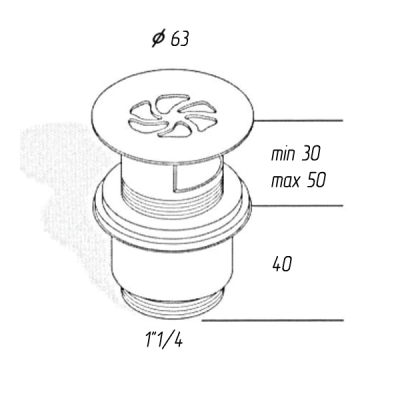 MIGLIORE Ricambi 17949 донный клапан для раковин под перелив, хром