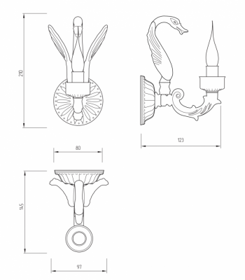 MIGLIORE Luxor 26140 светильник настенный одинарный (малая розетка), золото