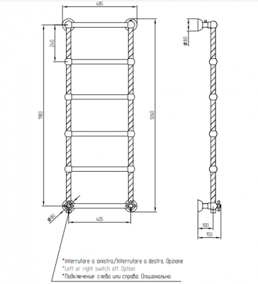 MIGLIORE EDERA 20300 полотенцесушитель электрический, высокий, золото