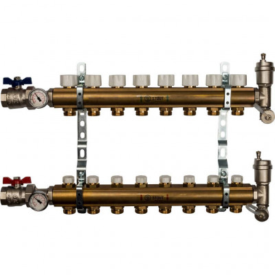 Распределительный коллектор из латуни без расходомеров 8 вых STOUT (SMB 0468 000008)