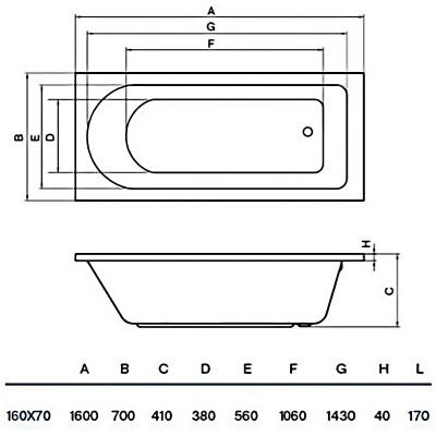 Акриловая ванна Koller Pool Dakota 160x70 прямоугольная