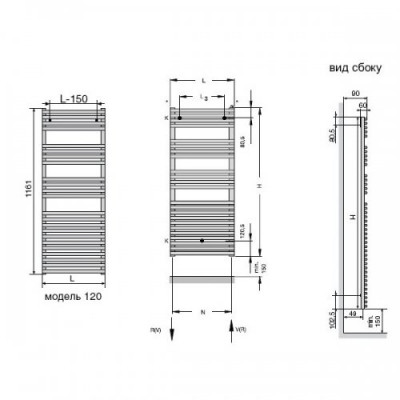 Zehnder Forma Inox LFI-120-060 полотенцесушитель водяной для ГВС, хром