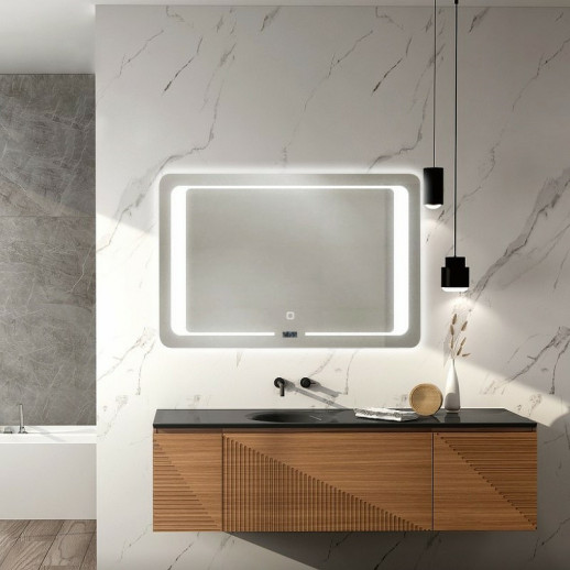 Зеркало Haiba 70 HB664 с подсветкой с сенсорным выключателем и часами (стекло)