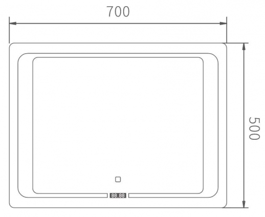 Зеркало Haiba 70 HB664 с подсветкой с сенсорным выключателем и часами (стекло)