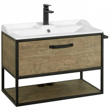 Тумба подвесная Aquaton Лофт Фабрик 80 коричневый (1A2424K0LTDY0) с раковиной