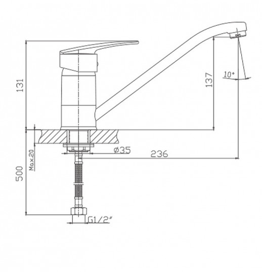 Смеситель для кухни Haiba HB4906 (латунь) хром