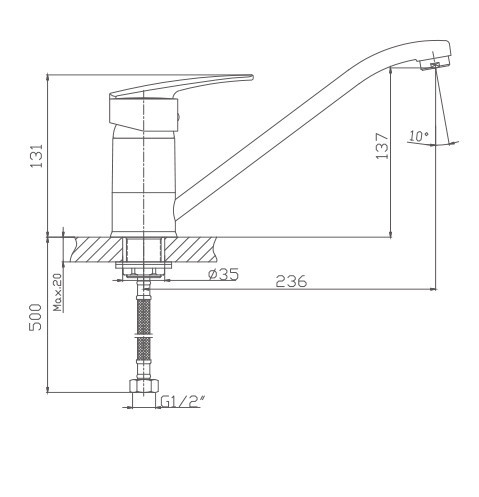 Смеситель для кухни Haiba HB4906 (латунь) хром