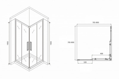 Душевой уголок ABBER Schwarzer Diamant AG02080BH