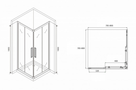 Душевой уголок ABBER Schwarzer Diamant AG02080BH