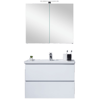 Зеркальный шкаф в ванную Orans BC-4023W 80 4023800w с подсветкой белый глянец