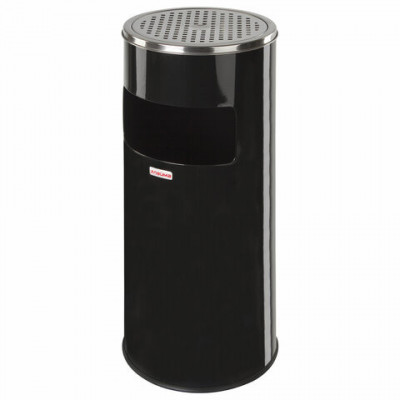 Урна с пепельницей 27 литров, 600х250 мм, нержавеющая сталь, черная, LAIMA PROFESSIONAL, 606300