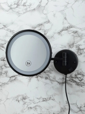 Увеличительное зеркало для ванной Vanity с LED подсветкой и регулировкой Nofer 08006.N, черное