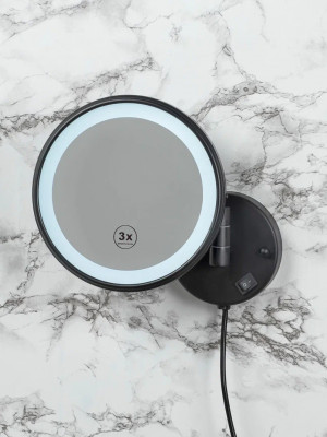 Увеличительное зеркало для ванной Vanity с LED подсветкой и регулировкой Nofer 08006.N, черное