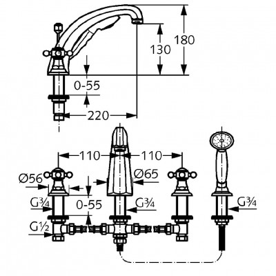 Kludi Adlon 515240520 смеситель на борт ванны, хром