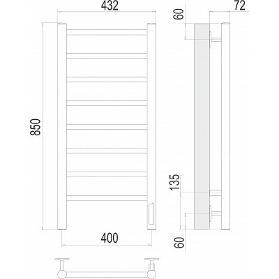 Полотенцесушитель электрический Terminus Аврора П8 400х850 4670078531162 хром лесенка