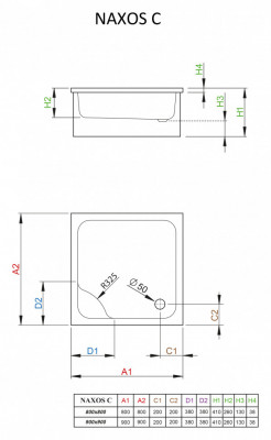 Акриловый поддон для душа Radaway Naxos C 90x90x41 белый квадратный