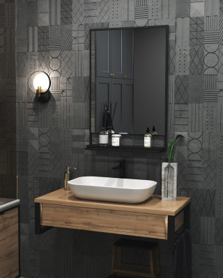 Зеркало подвесное для ванной 1Marka GRUNGE LOFT 60П черный (Ц0000007990)