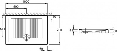 Душевой поддон, прямоугольный, 100 x 70 см, слив 90 мм JACOB DELAFON KYREO (EN112-00)