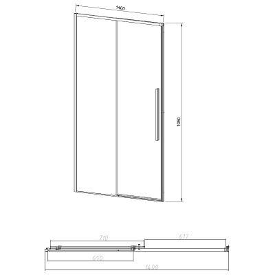 Душевая дверь Vincea Slim-N 140 VDS-4SN140CGB пр-ль черный стекло тонированное