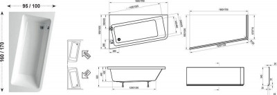 RAVAK C821000000 Акриловая ванна 10° 170 см100 правый белый
