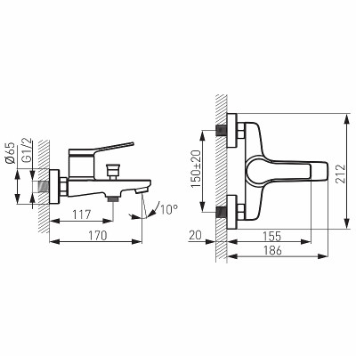 Смеситель для ванны Ferro Stratos BSC1 хром