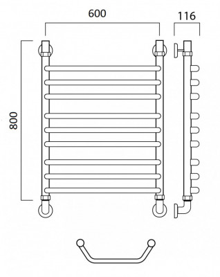 Водяной полотенцесушитель Акванерж Трапеция групповая 800x600 (03-018060)