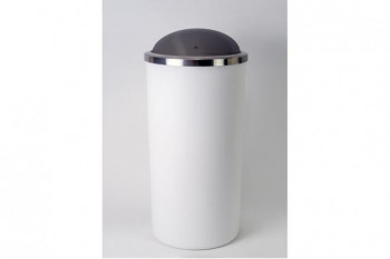 Урна Primanova LENOX для мусора 35л, пластик, вращ. крышка из нержавейки, круглая, белая M-E48-01