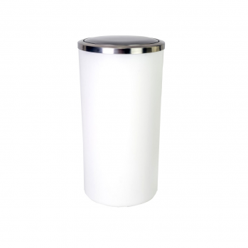 Урна Primanova LENOX для мусора 35л, пластик, вращ. крышка из нержавейки, круглая, белая M-E48-01
