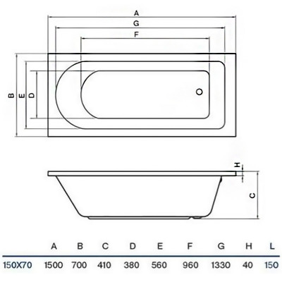 Акриловая ванна Koller Pool Dakota 150x70 прямоугольная