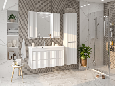 Тумба под раковину Brevita Балатон 100 подвесная BAL-06100-01-01П2Я белая